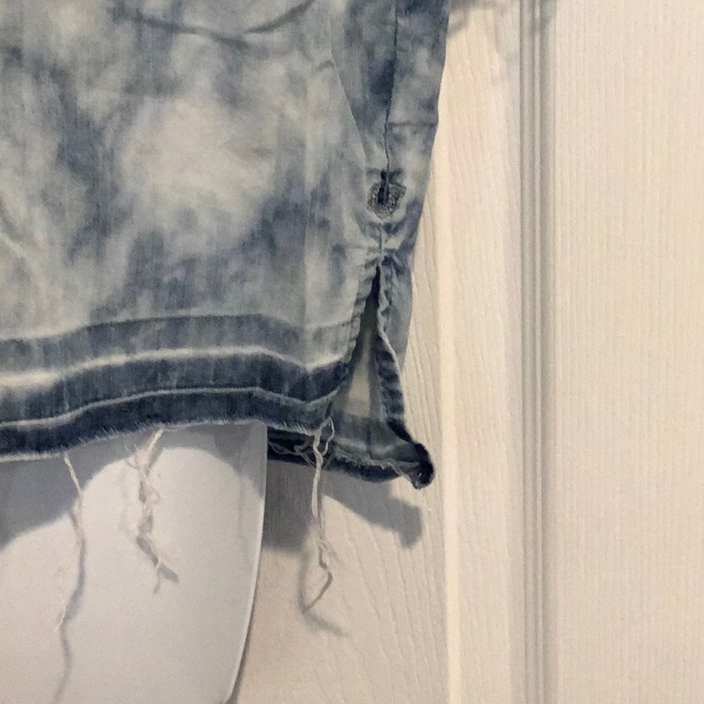 TRUE RELIGION Y2K Oversized Cotton Blue Acid Wash Punk Grunge Alt Urban Top S - Picture 2 of 10